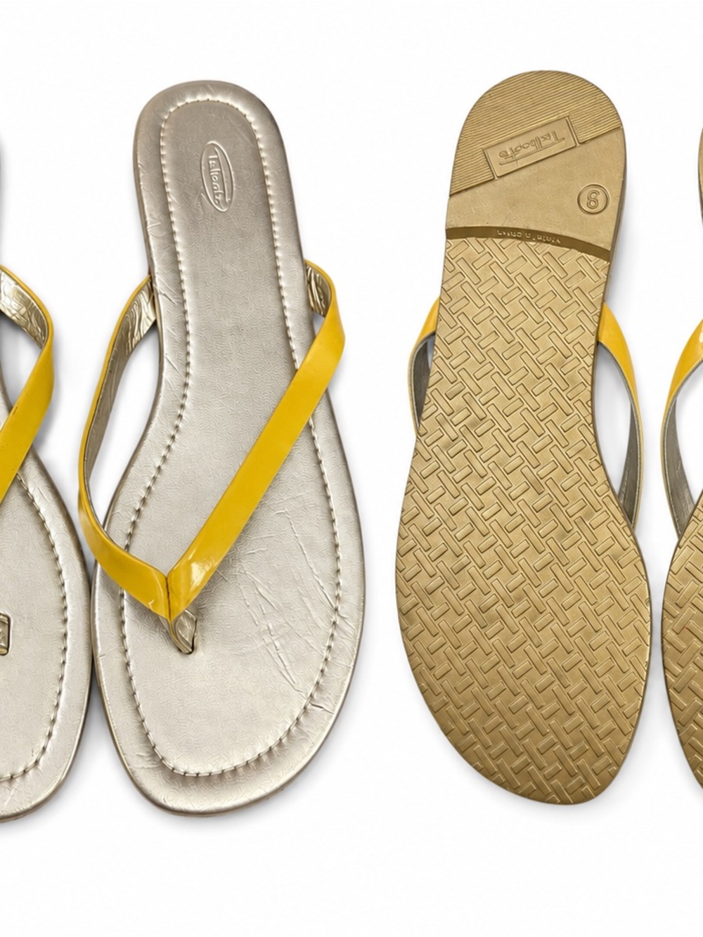 Talbots Metallic Gold & Yellow Flip Flop Sandals Women’s Size 9 Cool Girl - Picture 2 of 9